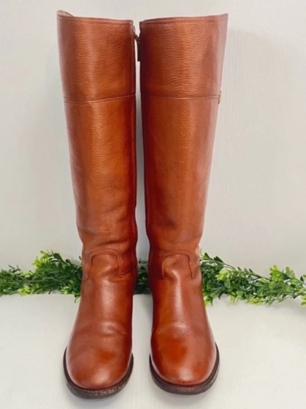 Tory Burch 'Jolie' Tall Riding Boots - Cognac Brown Leather Size 8.5